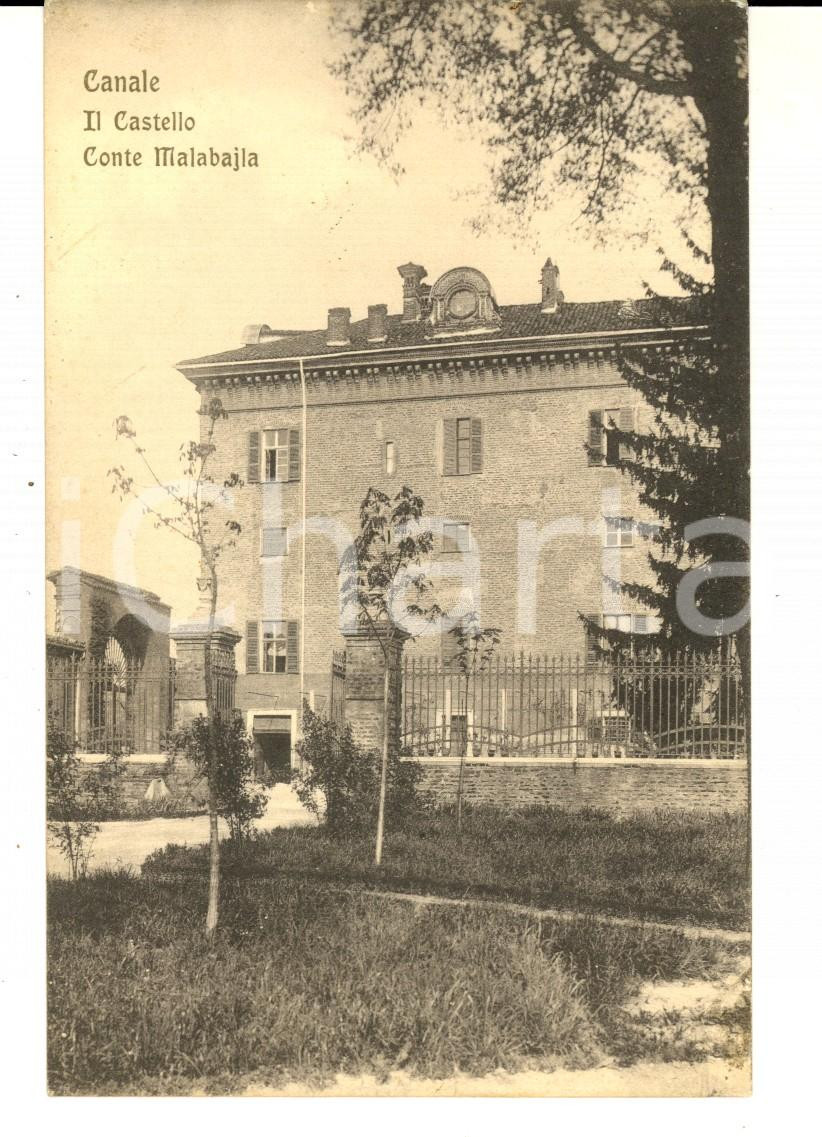 Cartolina originale da collezione 1912 CANALE D'ALBA (CN) Castello  - Conte MALABAILA *Cartolina postale FP VG 1