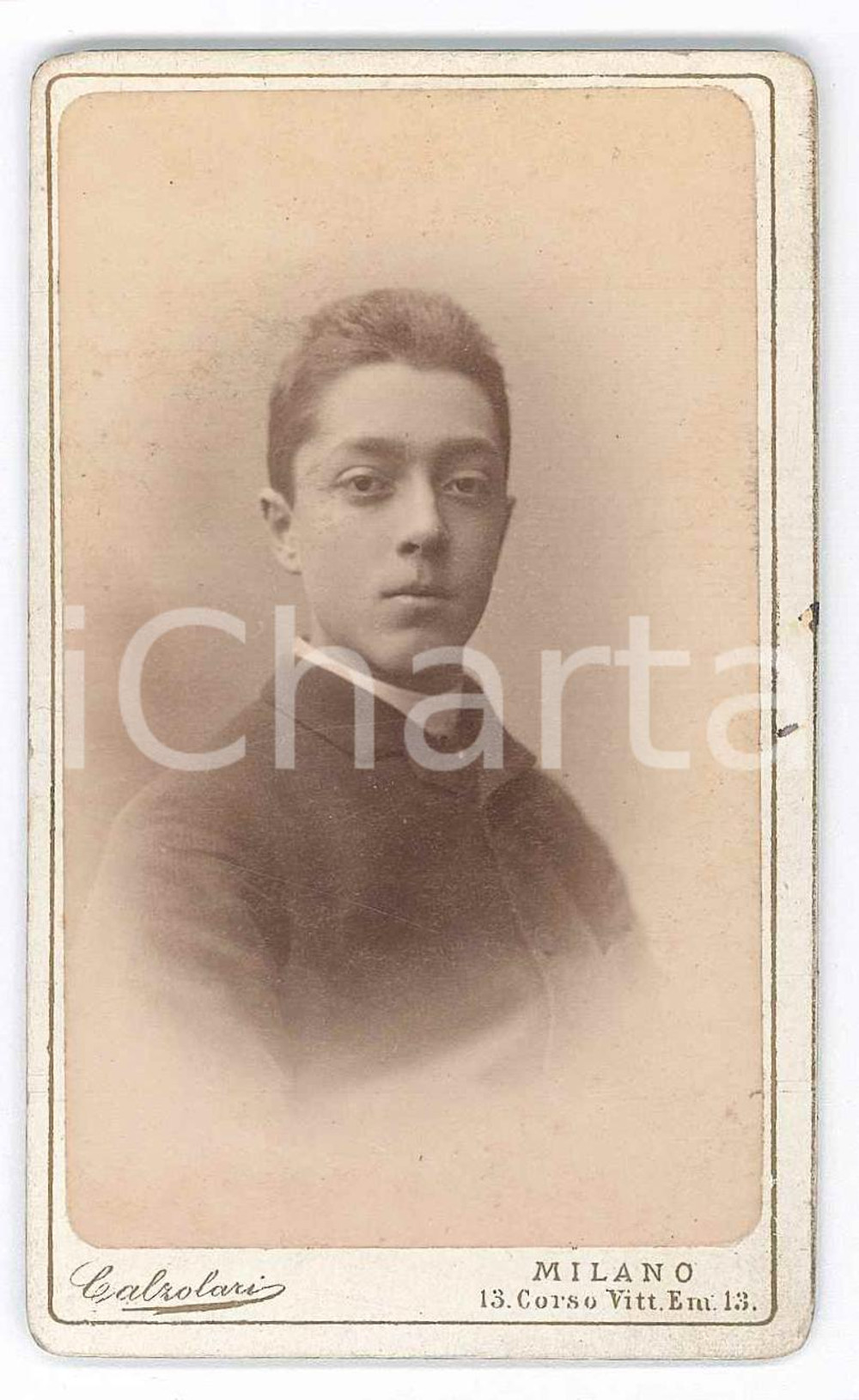 Fotografia d epoca originale 1880 ca MILANO Ritratto di adolescente  Foto CALZOLARI CDV 1
