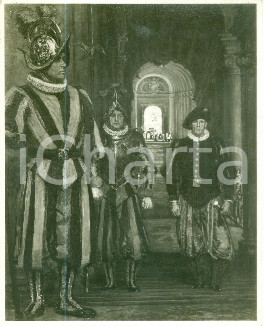 Fotografia d epoca originale 1933 VATICANO Guardie svizzere alla Scala Regia Fotografia coeva del quadro 1