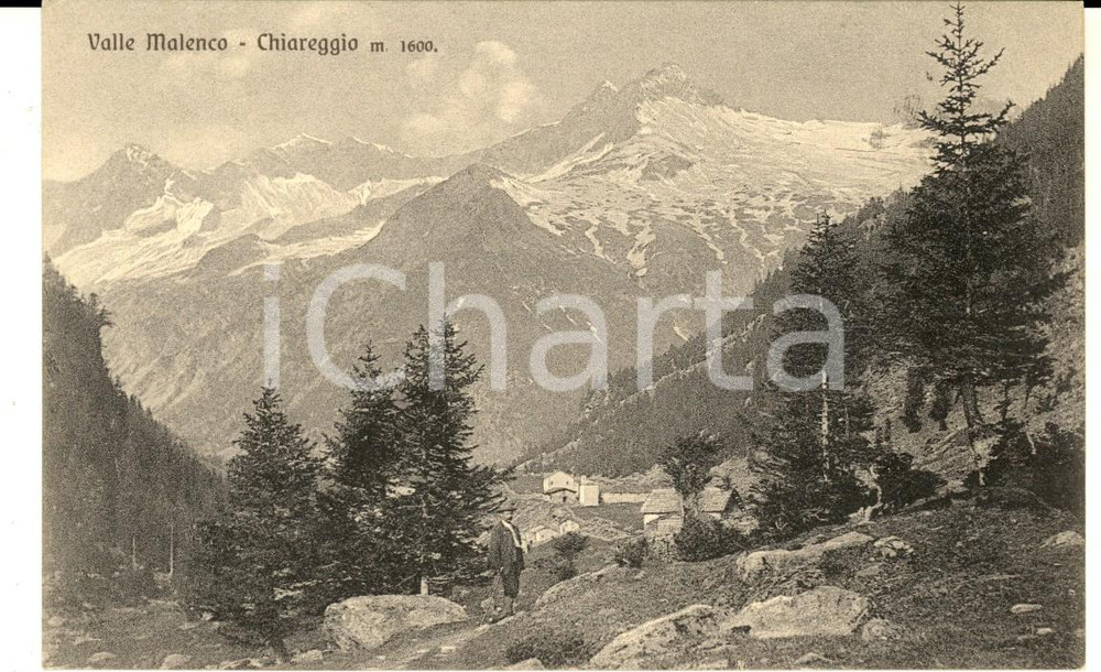 Cartolina originale da collezione 1909 CHIAREGGIO SO Veduta sulla VALLE MALENCO Cartolina postale FP VG 1
