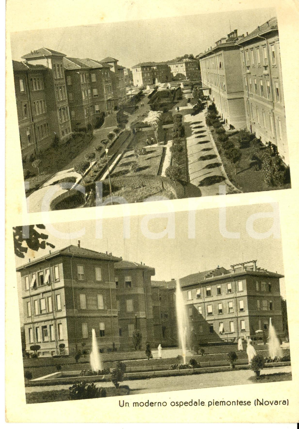 Cartolina originale da collezione 1936 NOVARA Un moderno ospedale piemontese Cartolina postale FG NV 1