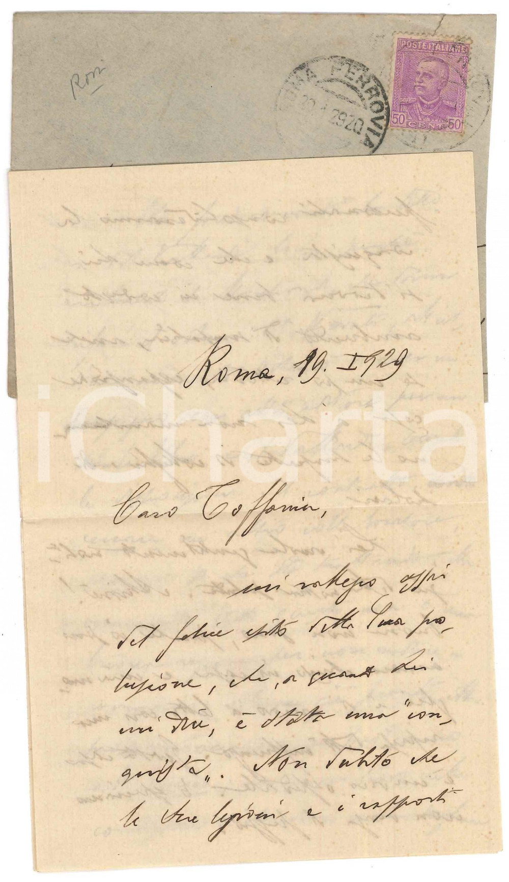 1929 ROMA Lettera filologo Vittorio ROSSI a un collega - AUTOGRAFO Lettera autografa del letterato e filologo Vittorio Rossi, relativa a varie questioni universitarie e alla preparazione della biografia.Busta viaggiata.PAGINE: 6 facciate FAIR/discreto piegature d'epoca  originale e autentica 1