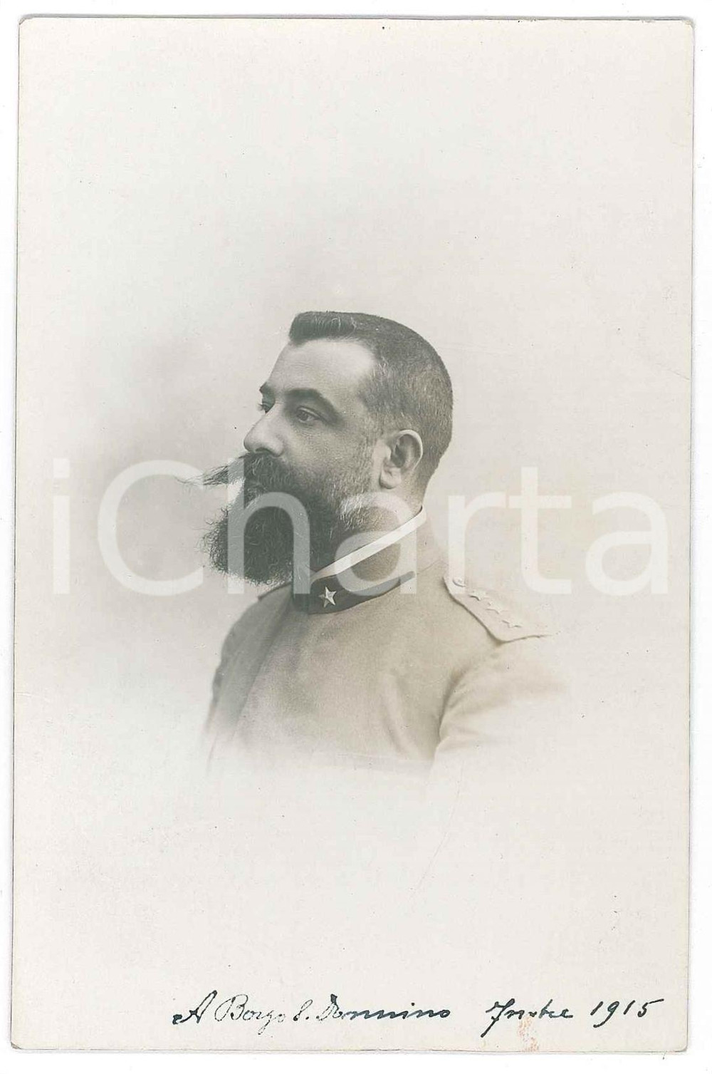 1915 WW1 - BORGO SAN DONINO Raffaele PEDRETTI Ufficiale REGIO ESERCITO Foto (1)  Fotografia d'epoca in formato cartolina postale.FOTOGRAFO: Raffaele Pedretti FAIR/discreto Lievi smussature agli angoli Formato: FP originale e autentica 1
