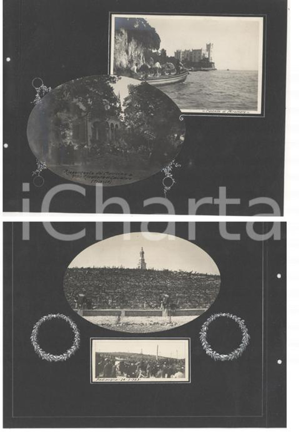 Fotografia d epoca originale 1923 TRIESTE  MIRAMARE  REDIPUGLIA Viaggio C.A.I.  Lombardia Collage 4 foto 1