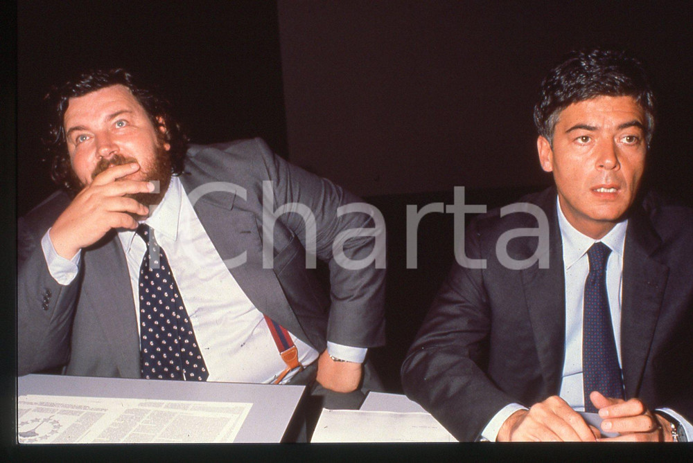 35mm vintage slide* 1991 ca ROMA Claudio MARTELLI Giuliano FERRARA (1)