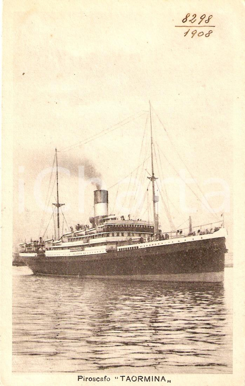 Cartolina originale da collezione 1930 ca MARINA MERCANTILE Piroscafo TAORMINA *Cartolina DANNEGGIATA 1