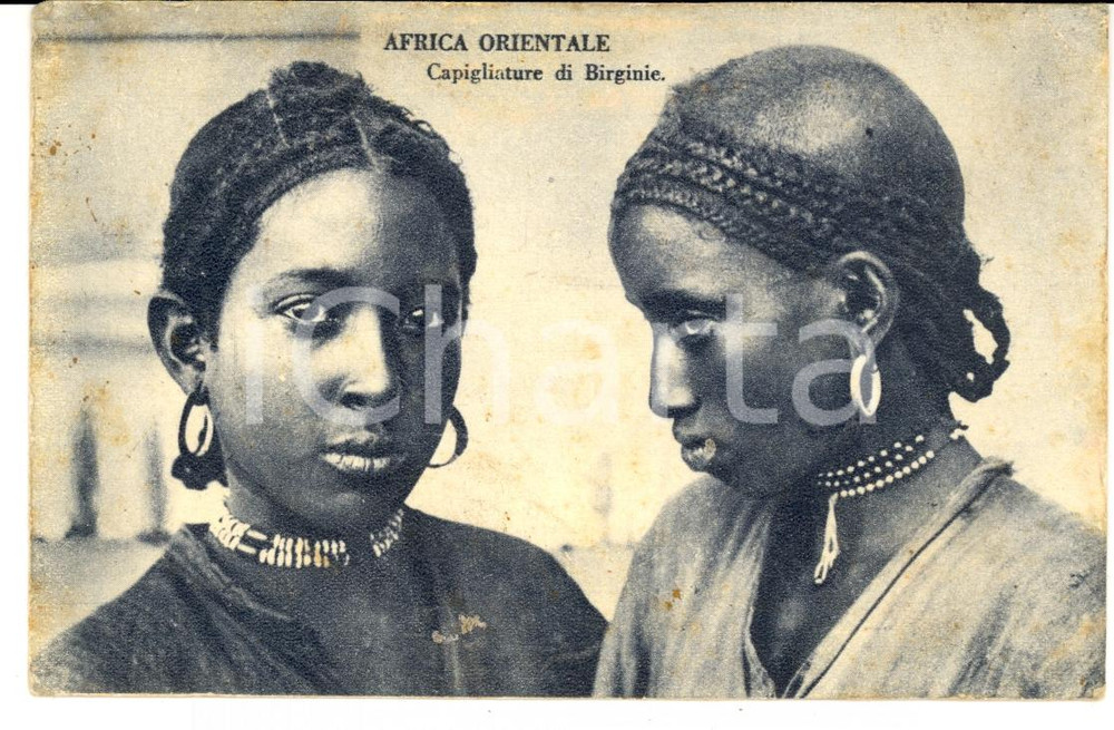 Cartolina originale da collezione 1930 AFRICA ORIENTALE ITALIANA ERITREA Capigliature BIRGINIE Cartolina FP VG 1