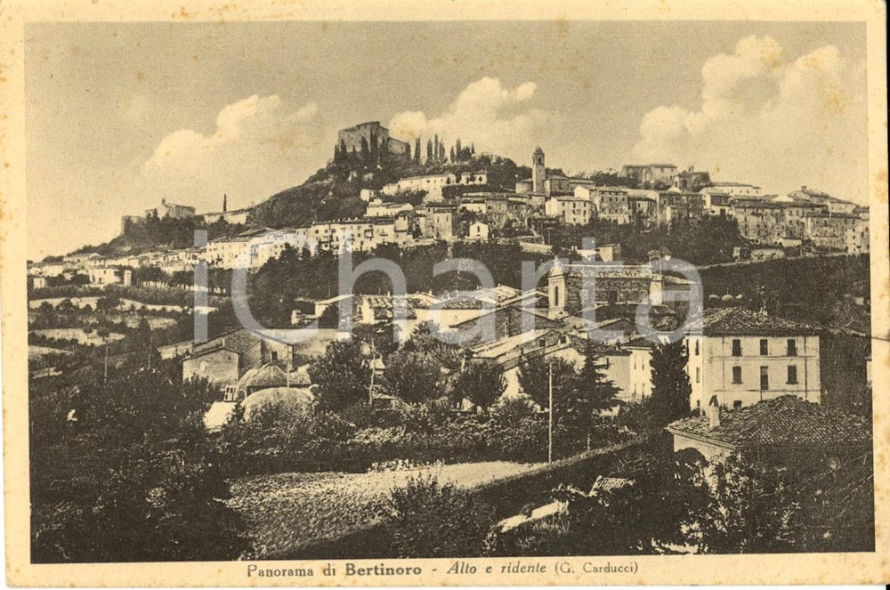 Cartolina originale da collezione 1949 BERTINORO (FC) Panorama del paese  *Cartolina postale FG VG 1