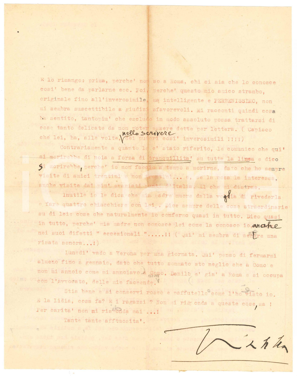 Autografo originale 1945 AVIO Soprano Gianna PEDERZINI sui falsi amici di Farinacci  Autografo 1