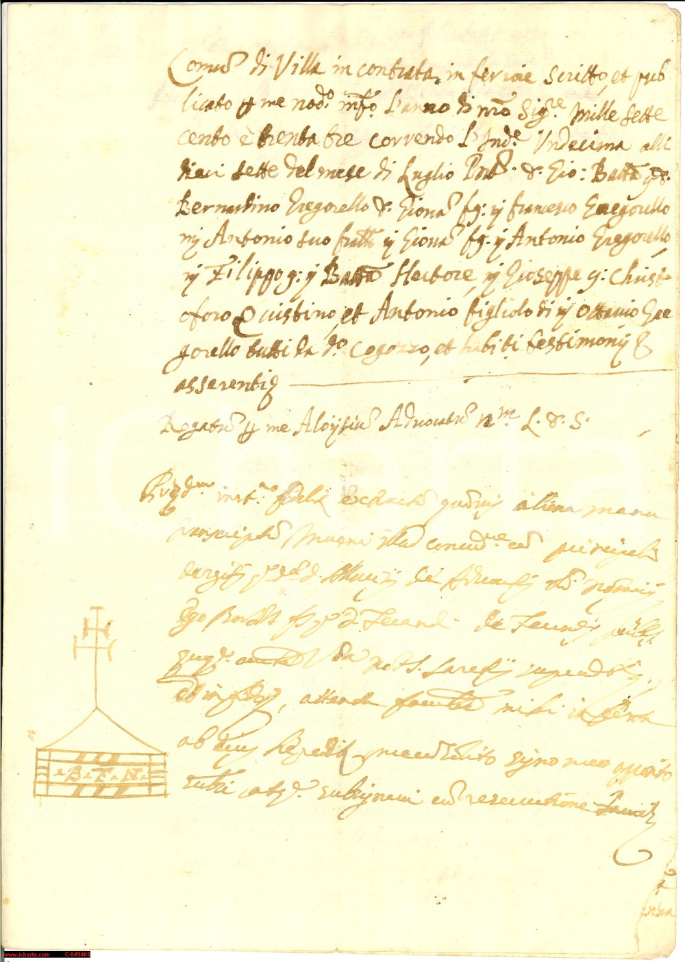 Documento originale, autentico 1730 CAINO Brescia Testamento Nicoletta BORGHETTI in favore della figlia 1