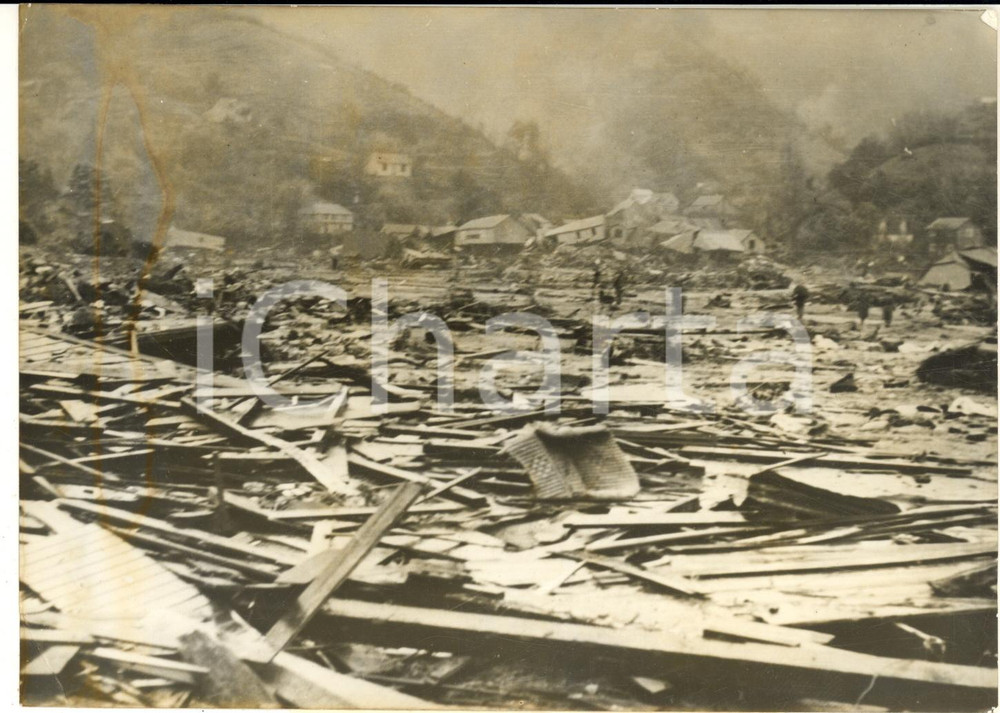 1960 CORRAL (VALDIVIA, CHILE) Il porto distrutto dal terremoto - Foto 18x13 cm