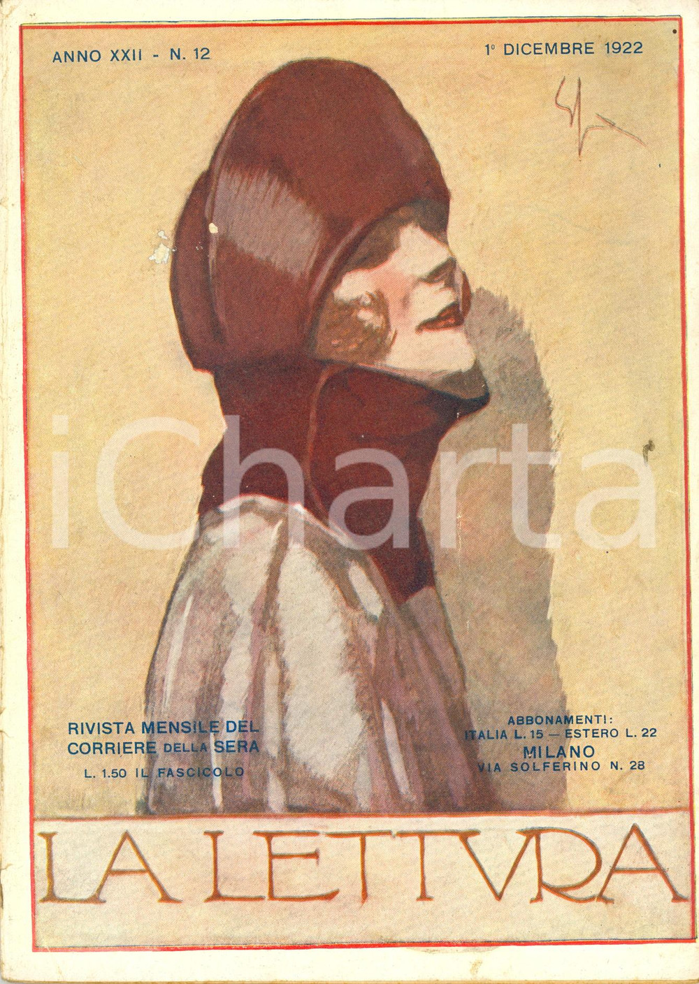 Giornale, rivista storica 1922 LA LETTURA Come muoiono i BEGUINAGES ILLUSTRATA DANNEGGIATA n°12 1