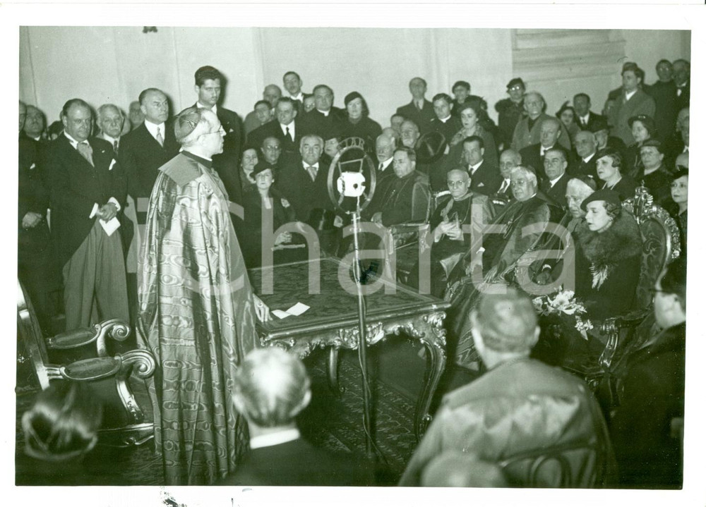 Fotografia d epoca originale 1939 ROMA Maria JosÃ© SAVOIA ascolta conferenza PIO XII microfoni EIAR Foto 1
