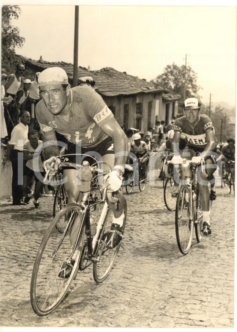 1957 CICLISMO TRE VALLI VARESINE Pierino BAFFI in gara - Foto 13x18 cm  Fotografia d'epoca con didascalia coeva.    CONDIZIONI: G (ma lieve sovraimpressione) FORMATO: 13x18 cm     originale e autentica 1