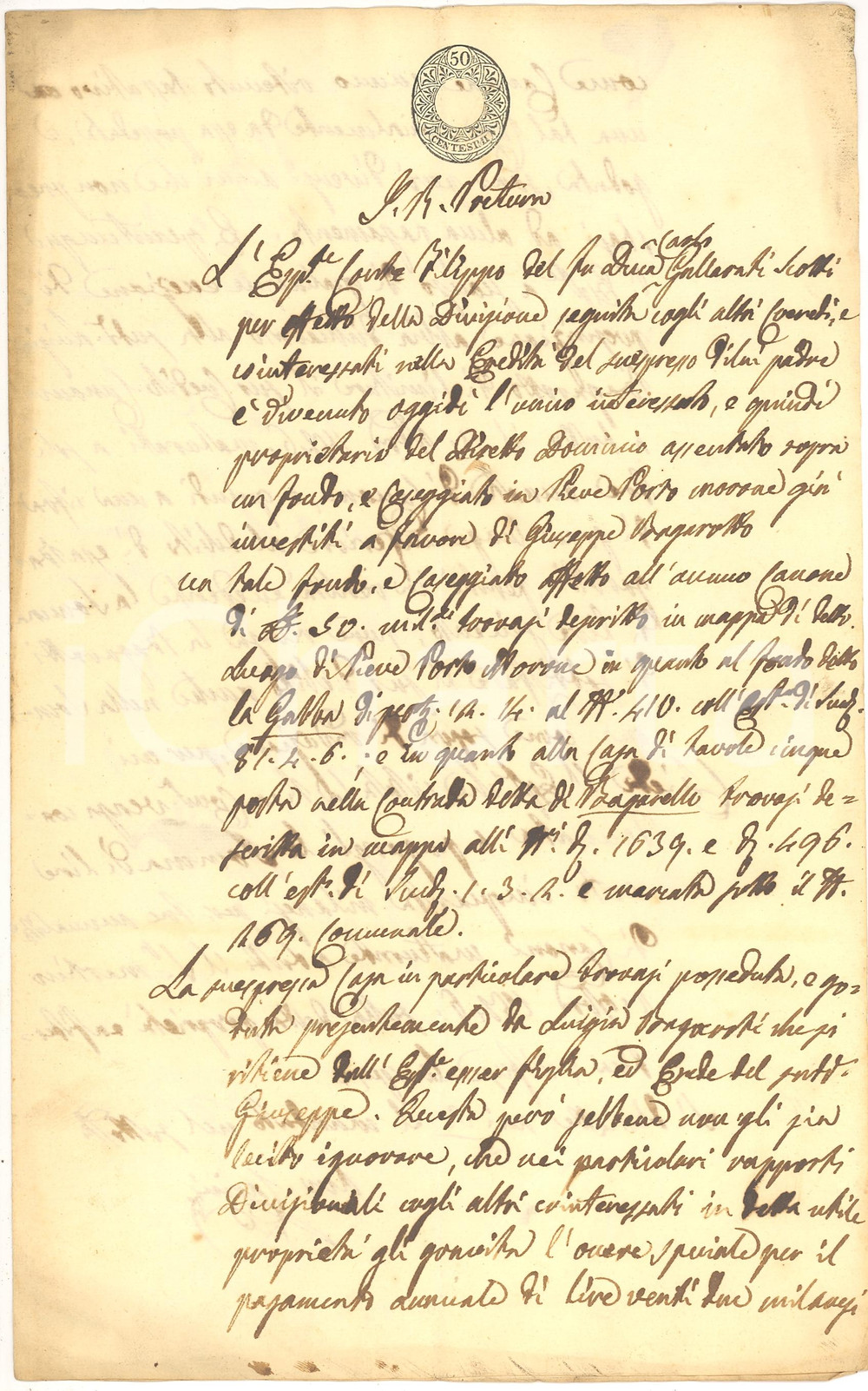 Documento originale, autentico 1847 PIEVE PORTO MORONE (PV) Luigia BAGAROTTI non paga l'affitto della casa 1