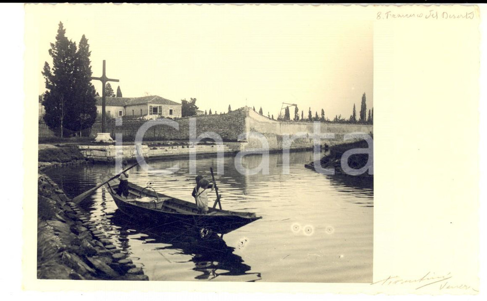 Fotografia d epoca originale 1950 ca VENEZIA Isola di San Francesco del Deserto  Bambini in barca  Foto 1