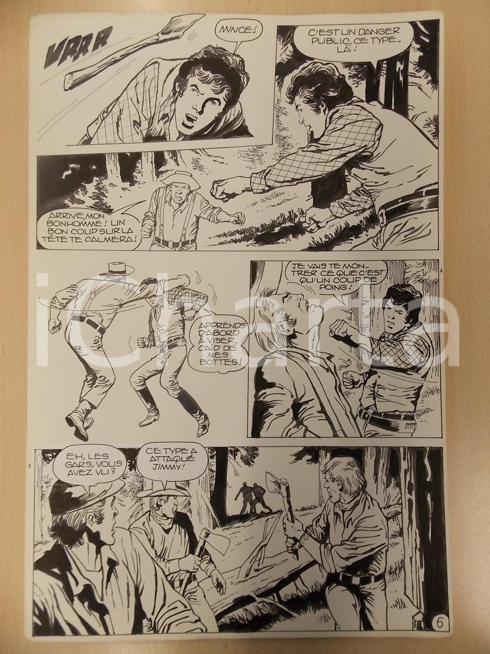 Opera d’arte autentica 1990 BILLY BOYD Ep.4 Luciano BERNASCONI Rissa tra boscaioli Tavola originale 1