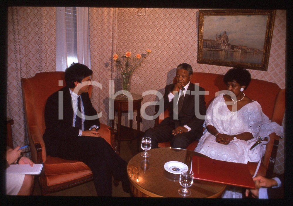 35mm vintage slide* 1990 ROMA Nelson MANDELA Claudio MARTELLI Winnie MANDELA