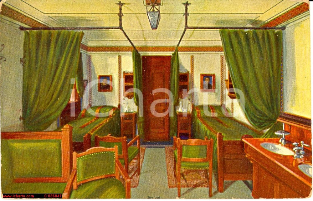 Cartolina originale da collezione 1926 MOTONAVE Augustus  Cabina de luxe, liner, NGI 1