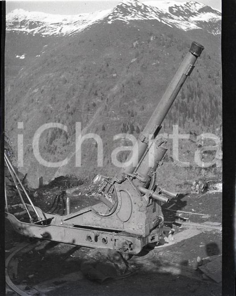 6X4cm NEGATIVO ORIGINALE * 1915ca WW1 ESERCITO ITALIANO Postazione con obice