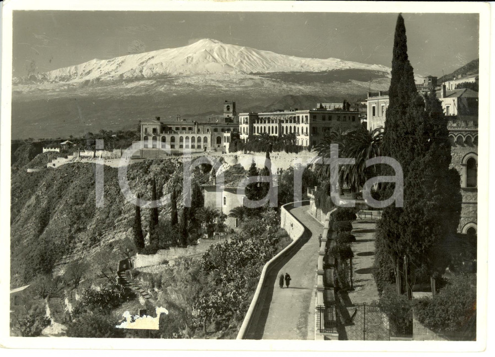 Cartolina originale da collezione 1958 TAORMINA (ME) Panorama dell'Etna *Cartolina FG VG 1