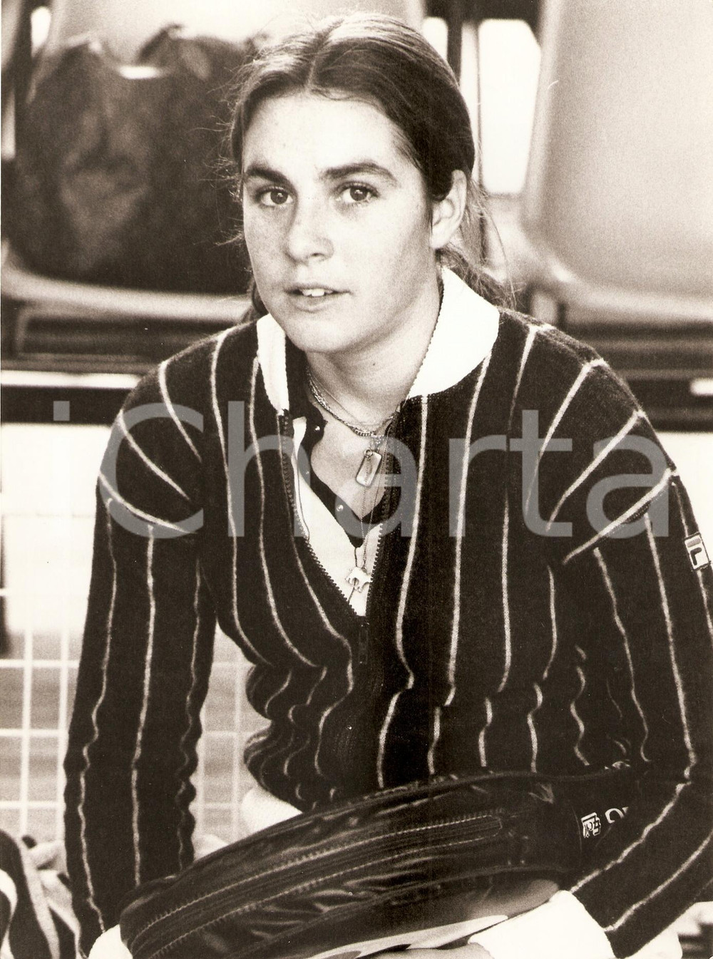 Fotografia d epoca originale 1985 ca MILANO Tennis Ritratto Sabina SIMMONDS Sponsor FILA Fotografia 1