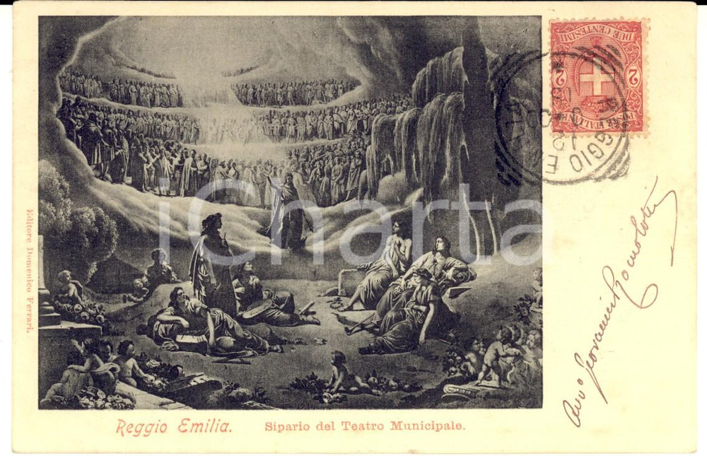 Autografo originale 1900 REGGIO EMILIA Sipario Teatro Municipale Autografo avv. Giovanni ROMOLOTTI 1