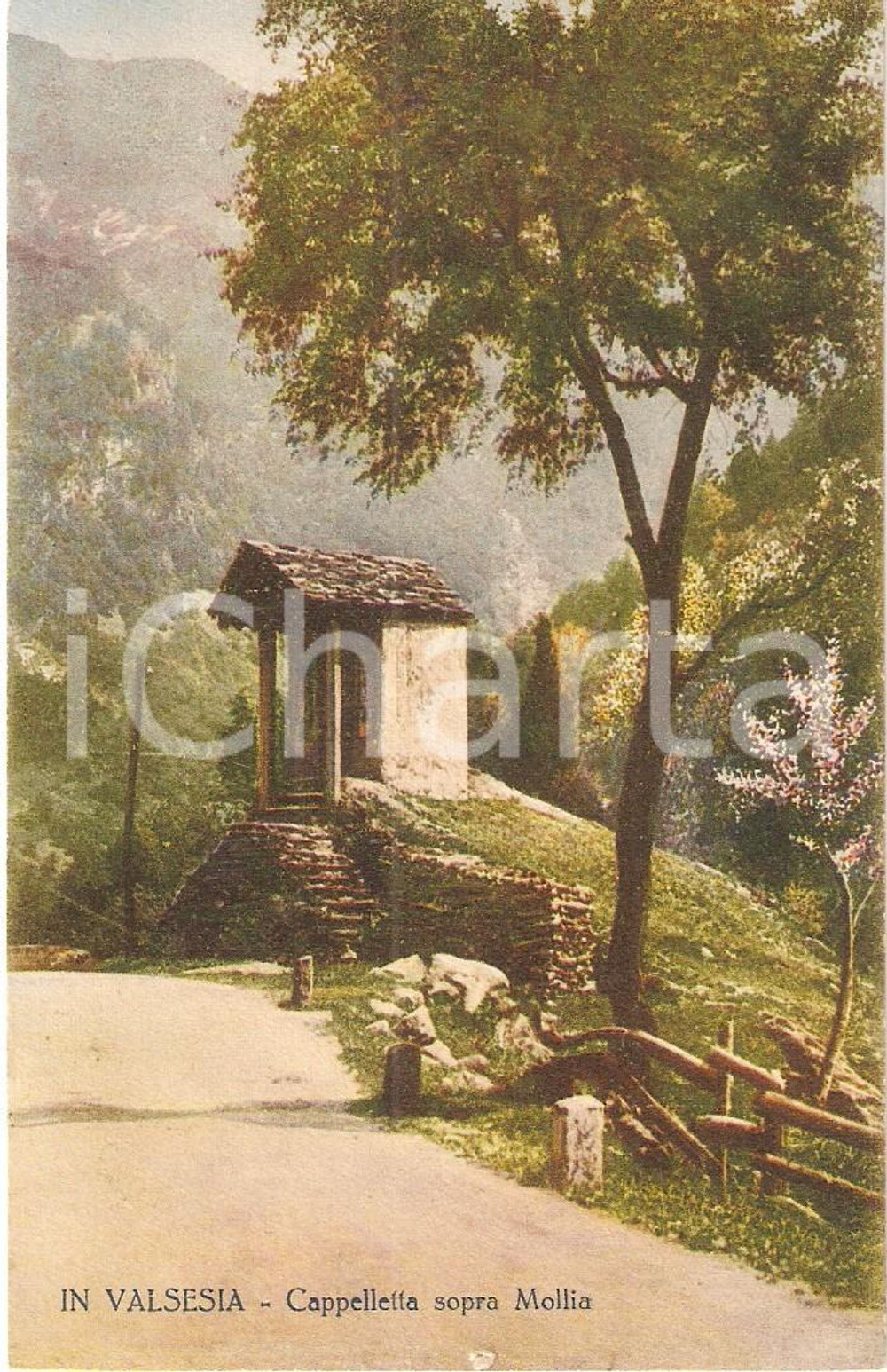 Cartolina originale da collezione 1940 ca MOLLIA (VC) Panorama con Cappelletta VALSESIA *Cartolina FP NV 1