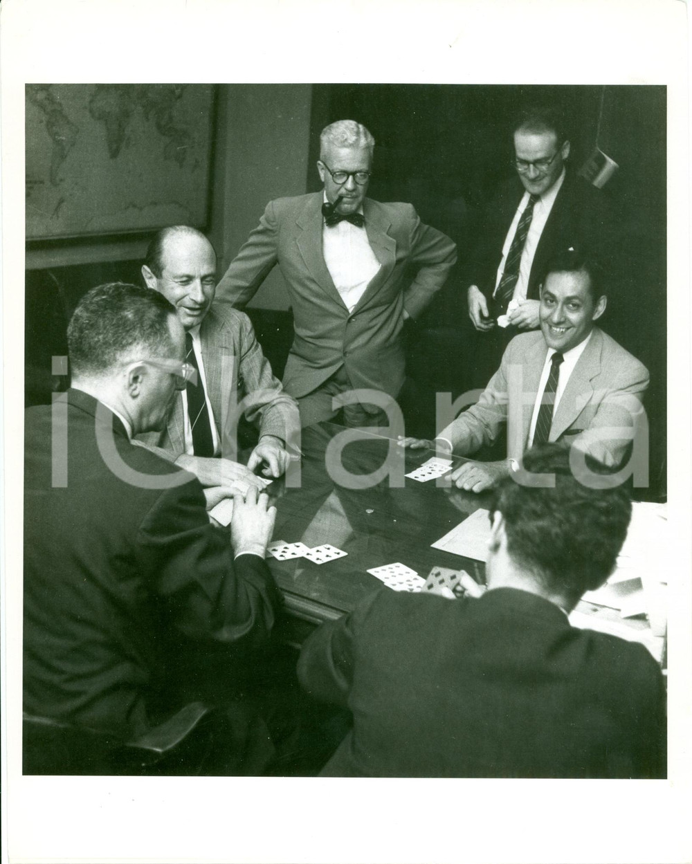 Fotografia d epoca originale 1956 WASHINGTON USA Eliahu SALPETER di HAARETZ poker con giornalisti USA Foto 1