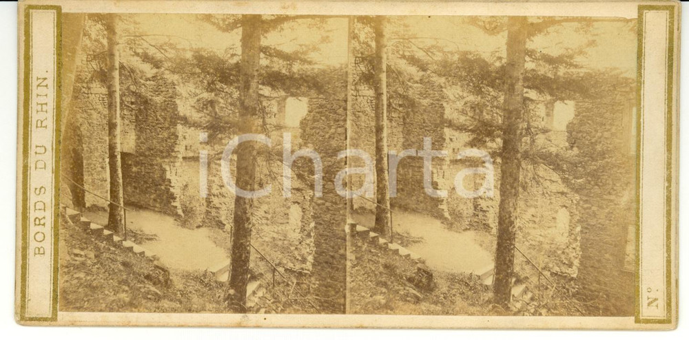 Fotografia d epoca originale 1890 ca BADENBADEN D Interni dell antico castello Stereoscopia 1
