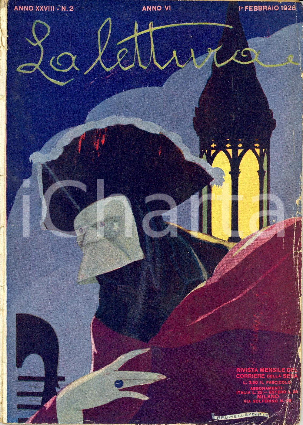 Giornale, rivista storica 1928 LA LETTURA Vincenzo LAVIGNA maestro di Giuseppe VERDI *Anno XXVIII n°2 1