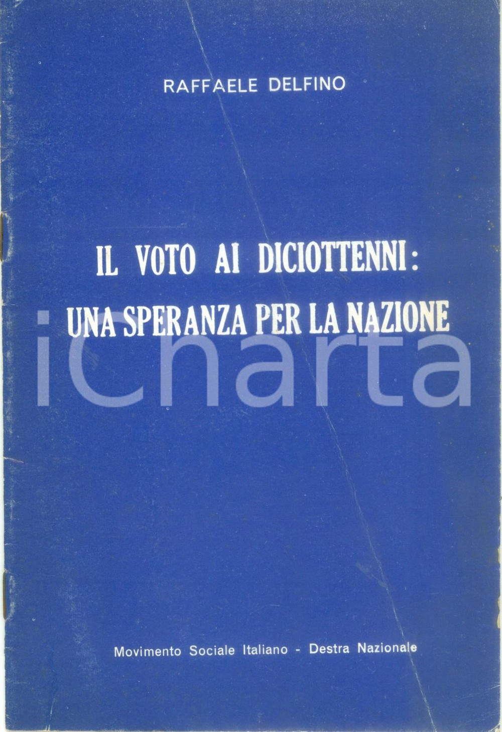 Libro, pubblicazione d epoca 1974? Raffaele DELFINO Voto ai diciottenni Propaganda Movimento Sociale Italiano 1
