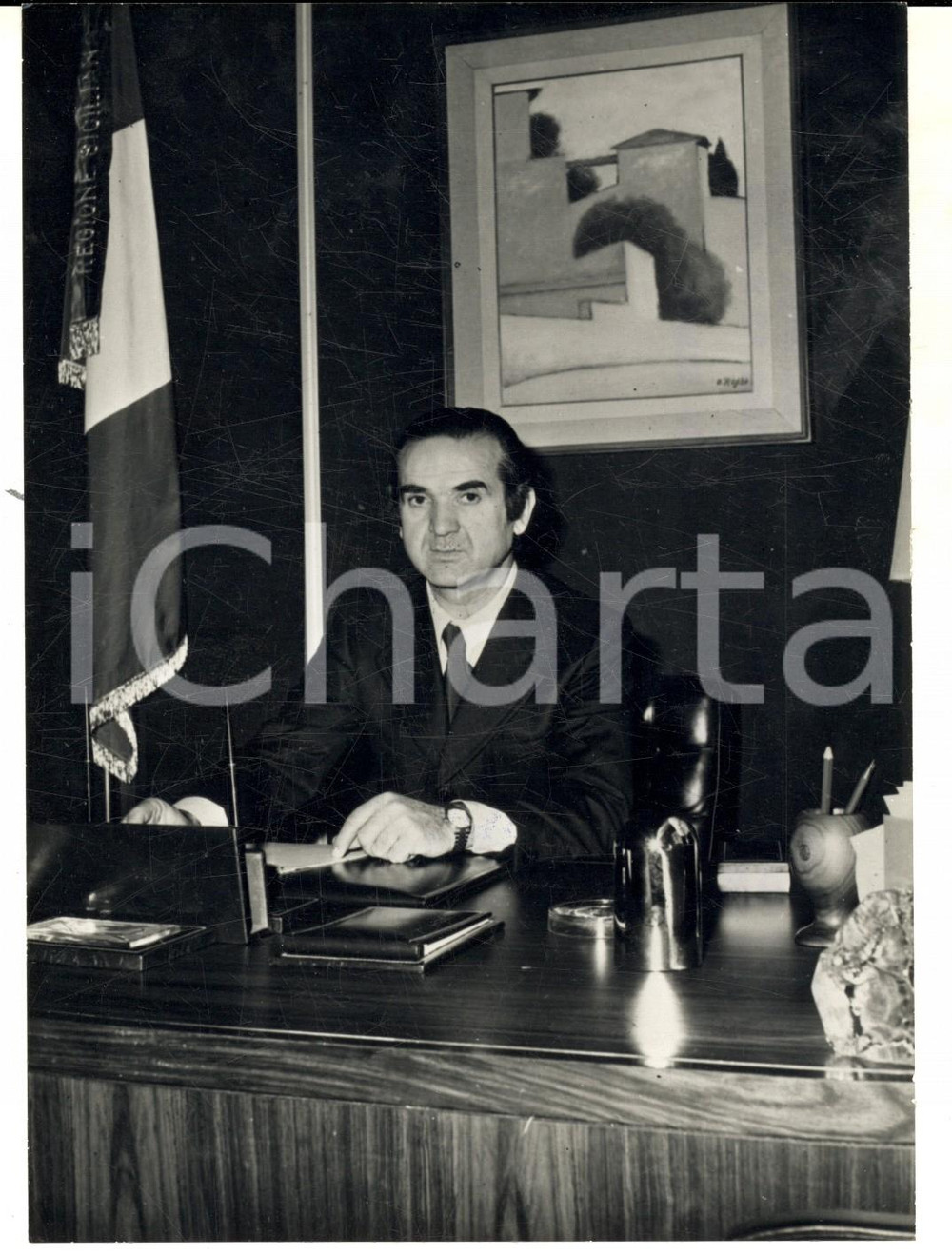 Fotografia d epoca originale 1973 PALERMO On. Vincenzo GIUMMARRA nuovo presidente della Regione Sicilia Foto 1