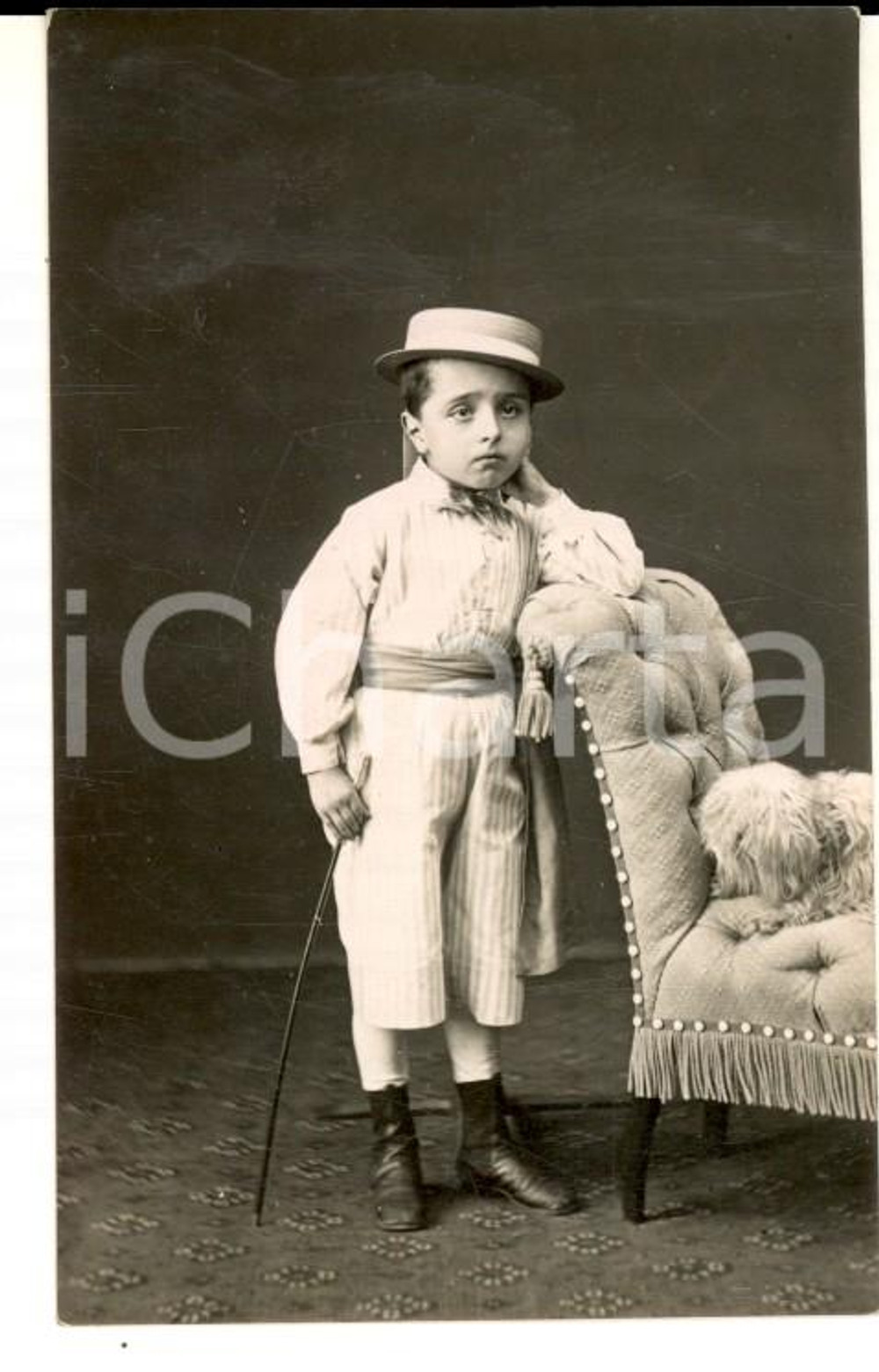 Fotografia d epoca originale 1903 FIRENZE Ritratto di Orio VERGANI bambino Foto ALINARI RARA 5 x 9 cm 1
