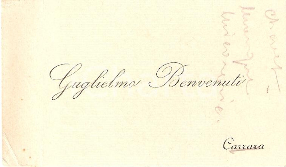Oggetto da collezione cartaceo 1930 ca CARRARA MS Biglietto Guglielmo BENVENUTI 1