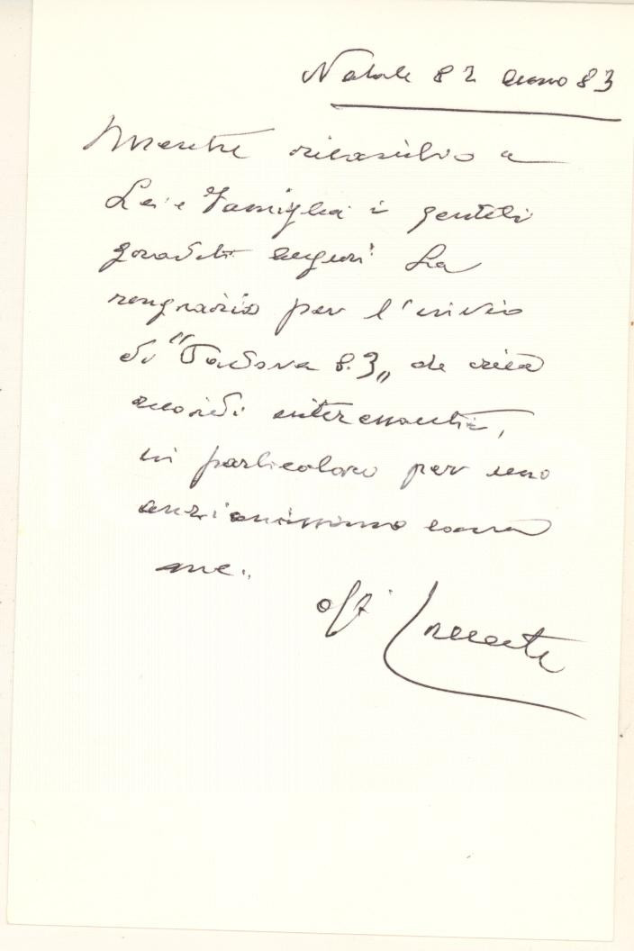 Autografo originale 1983 PADOVA Cesare CRESCENTE  Biglietto auguri di Natale AUTOGRAFO 1