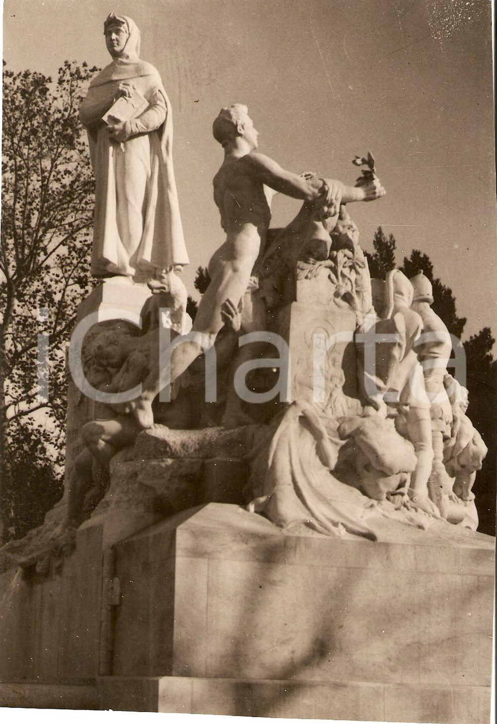Fotografia d'epoca originale 1928 AREZZO Monumento a Francesco PETRARCA Fotografia 1