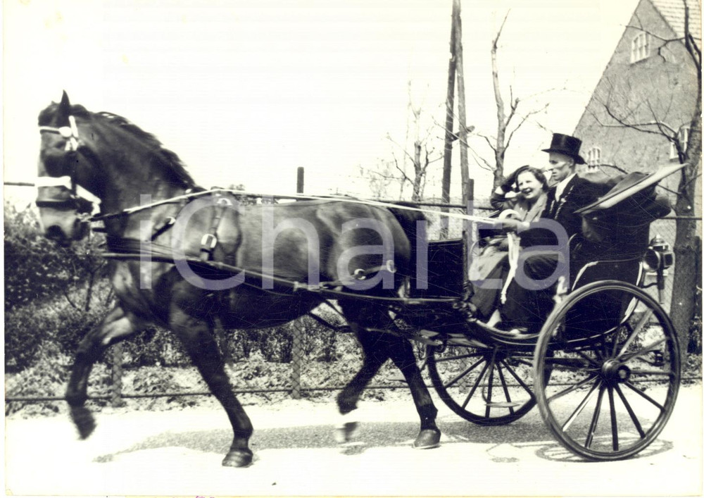 1957 NIEUW-HELVOET (NL) La regina Giuliana in carrozza con il sindaco - Foto