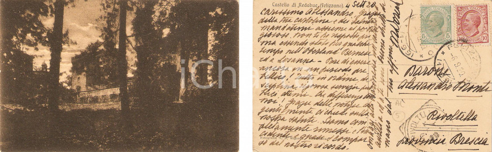 Cartolina originale da collezione 1920 FELIZZANO (AL) Castelle REDABUE In Svizzera tutto Ã¨ ordine e disciplina FP 1