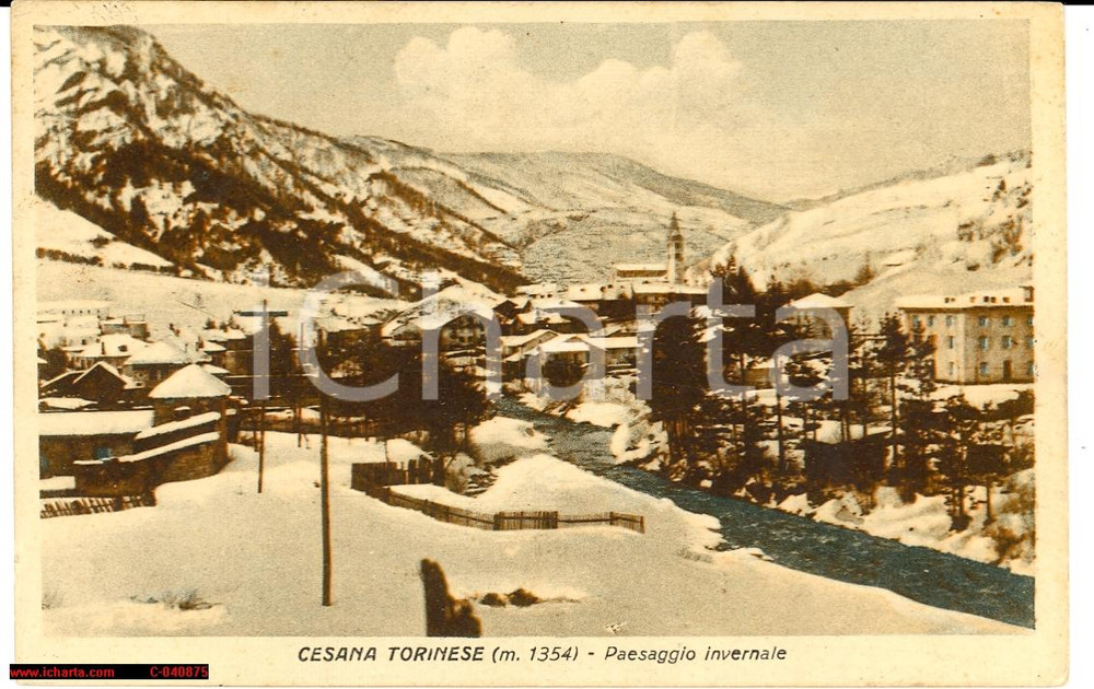 Cartolina originale da collezione 1929 Cesana Torinese  Paesaggio invernale FP VG 1