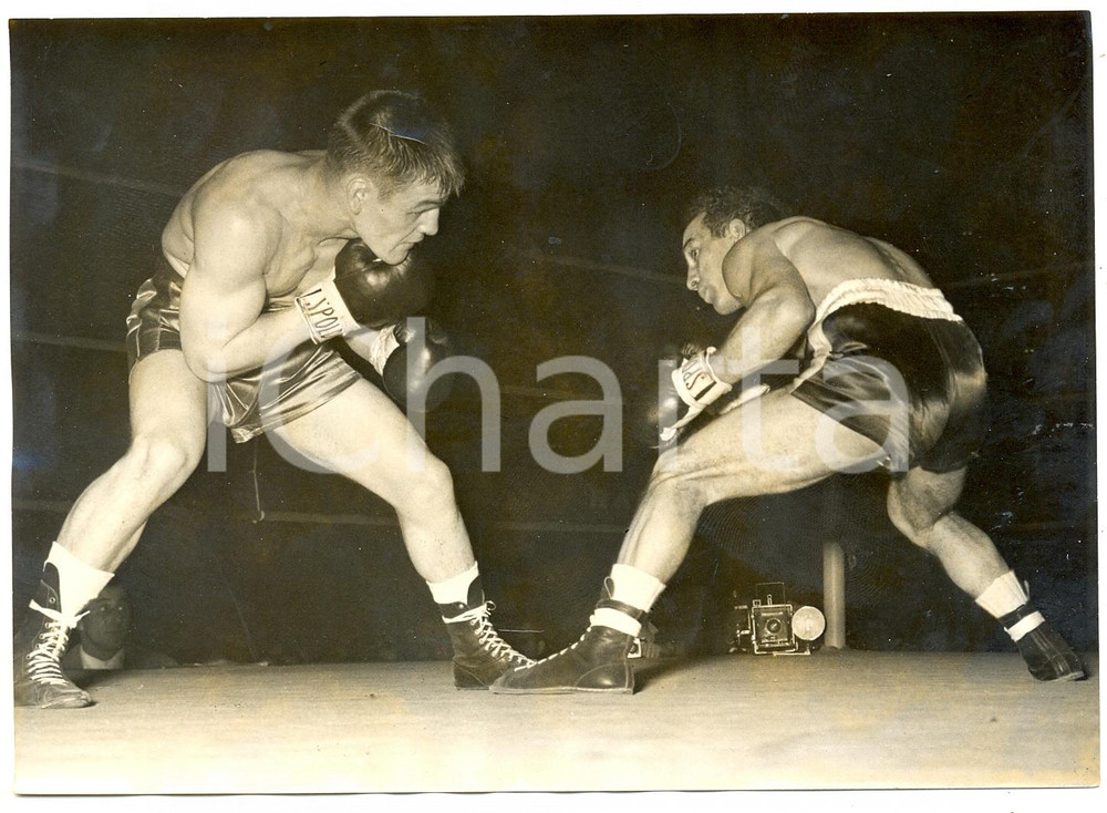 1955 MILANO BOXE Pesi Gallo - Mario D'AGATA vs André VALIGNAT *Foto 18x13