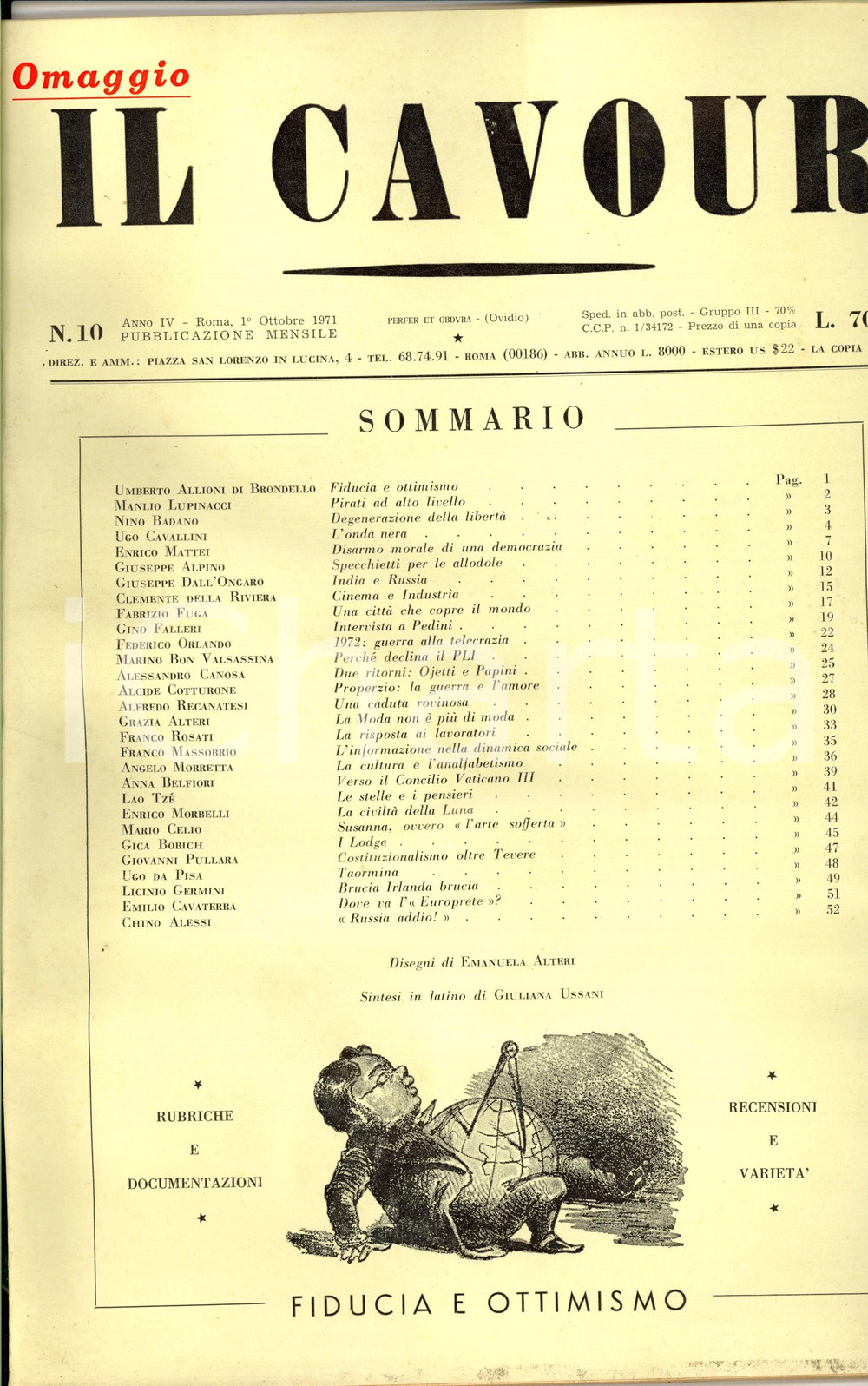 Giornale, rivista storica 1971 IL CAVOUR Due ritorni: Ojetti e Papini Rivista mensile  Anno IV nÂ°10 1