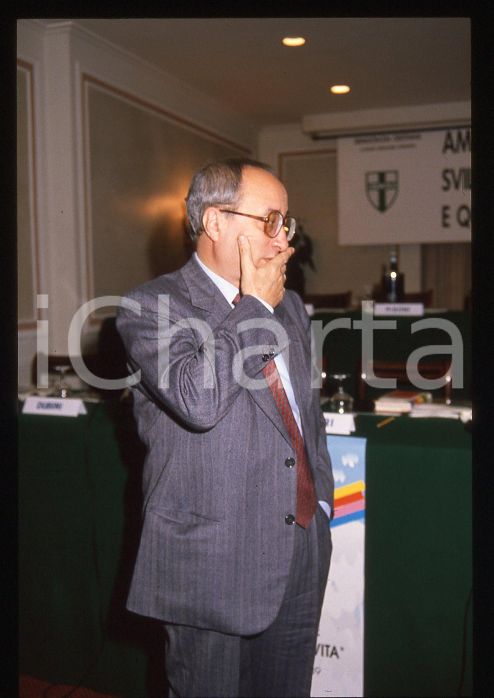 35mm vintage slide* 1989 MILANO Enrico DE MITA Convegno Ambiente Sviluppo (2)