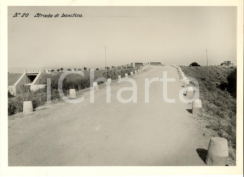 Fotografia d'epoca originale 1935 circa SIRACUSA Una strada di bonifica Foto ANIMATA 1