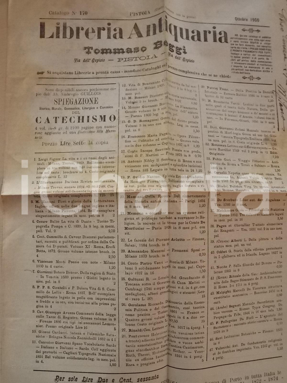Giornale, rivista storica 1900 PISTOIA Libreria Antiquaria Tommaso BEGGI  Catalogo nÂ° 170 1