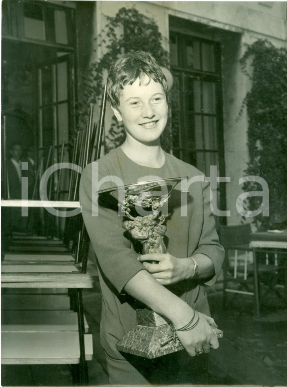 Fotografia d epoca originale 1961 TENNIS Irma OBEXER vince Coppa PORRO LAMBERTENGHI Fotografia 1