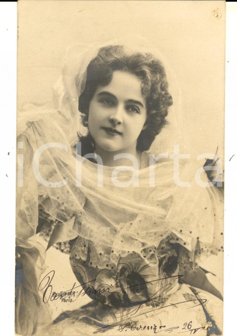Cartolina originale da collezione 1904 Ritratto di giovane attrice con il velo Cartolina VINTAGE REUTLINGER 1