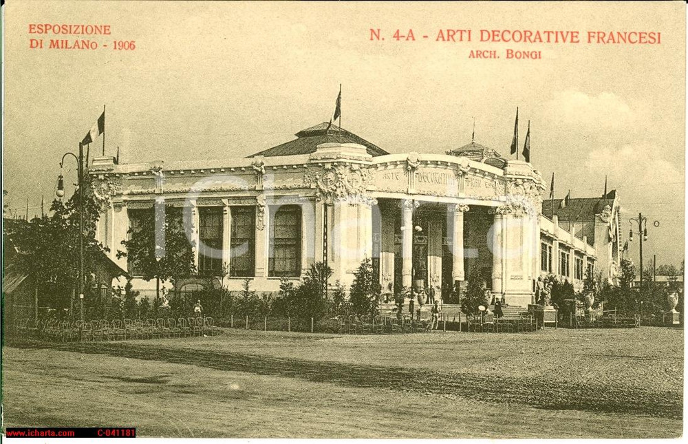 Cartolina originale da collezione 1906 EXPO MILANO Arti Decorative francesi arch. BONGI 1