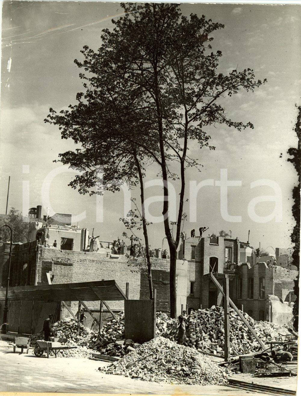 Fotografia d epoca originale 1938 GERMANIA Riedificazione BERLINO Demolizioni in piazza POTSDAM Fotografia 1