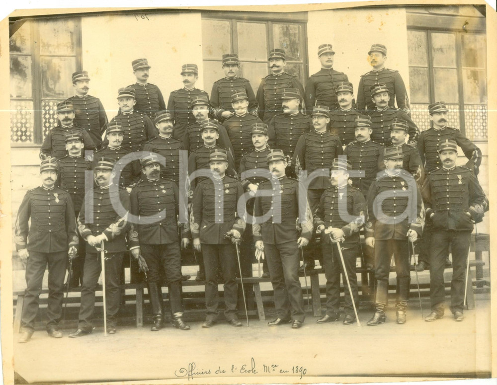 Fotografia d epoca originale 1890 ALGER ALGERIE Officiers de l Ecole Militaire Fotografia cm 24 x 18 1
